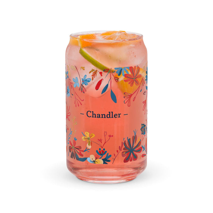 Chandler Exclusive Name Art Piece Can-Shaped Glass Home Office Work Mexican Spanish Pride Gift Cup One-Of-A-Kind Calligraphy Glass | C27 Mexicada