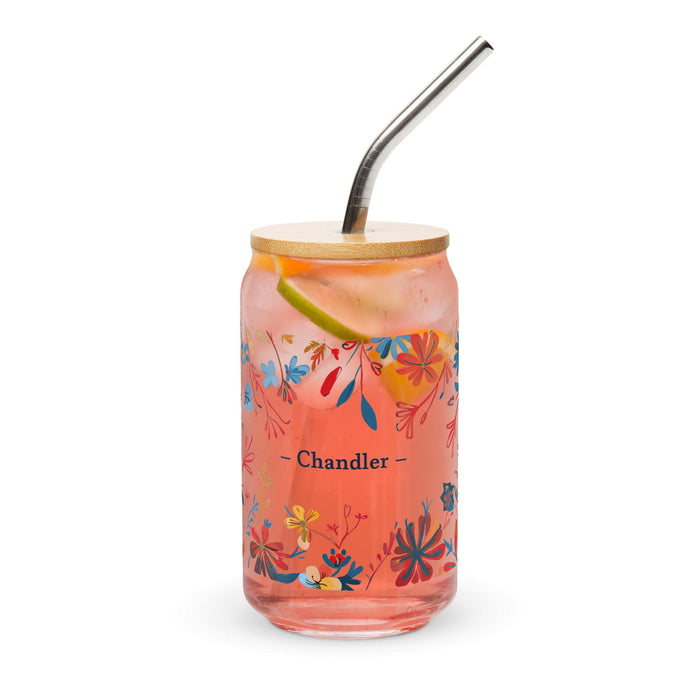 Chandler Exclusive Name Art Piece Can-Shaped Glass Home Office Work Mexican Spanish Pride Gift Cup One-Of-A-Kind Calligraphy Glass | C27 Mexicada