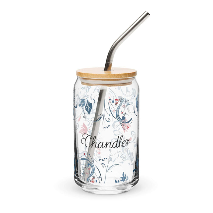 Chandler Exclusive Name Art Piece Can-Shaped Glass Home Office Work Mexican Spanish Pride Gift Cup One-Of-A-Kind Calligraphy Glass | C3 Mexicada 16 oz With Lid & Straw