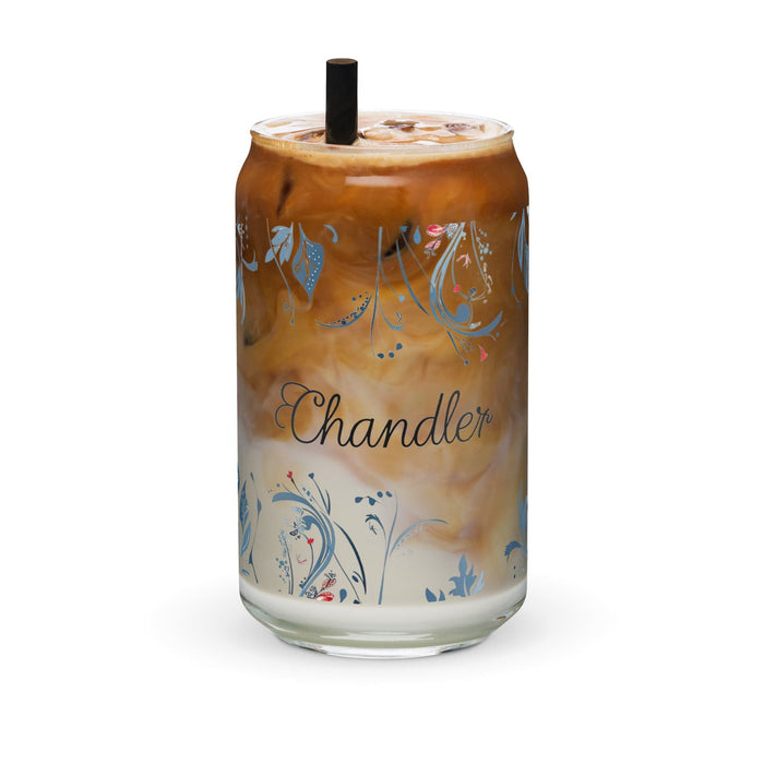 Chandler Exclusive Name Art Piece Can-Shaped Glass Home Office Work Mexican Spanish Pride Gift Cup One-Of-A-Kind Calligraphy Glass | C3 Mexicada