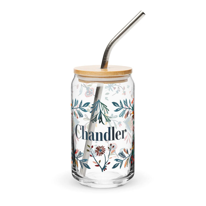 Chandler Exclusive Name Art Piece Can-Shaped Glass Home Office Work Mexican Spanish Pride Gift Cup One-Of-A-Kind Calligraphy Glass | C5 Mexicada 16 oz With Lid & Straw