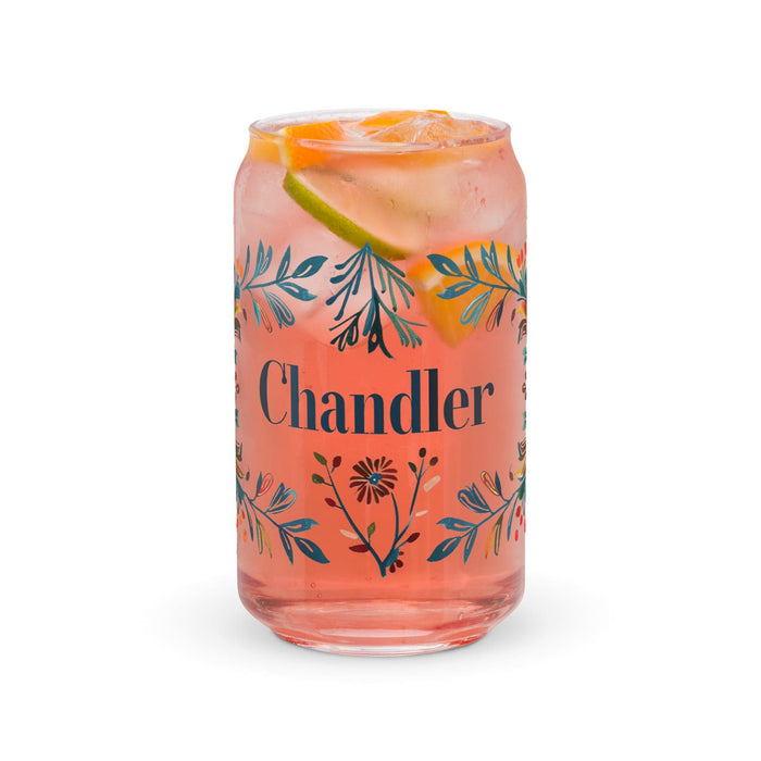 Chandler Exclusive Name Art Piece Can-Shaped Glass Home Office Work Mexican Spanish Pride Gift Cup One-Of-A-Kind Calligraphy Glass | C5 Mexicada