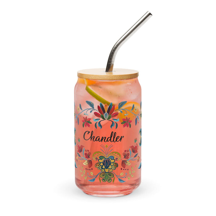 Chandler Exclusive Name Art Piece Can-Shaped Glass Home Office Work Mexican Spanish Pride Gift Cup One-Of-A-Kind Calligraphy Glass | C7 Mexicada