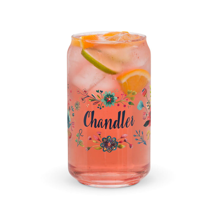 Chandler Exclusive Name Art Piece Can-Shaped Glass Home Office Work Mexican Spanish Pride Gift Cup One-Of-A-Kind Calligraphy Glass | C8 Mexicada