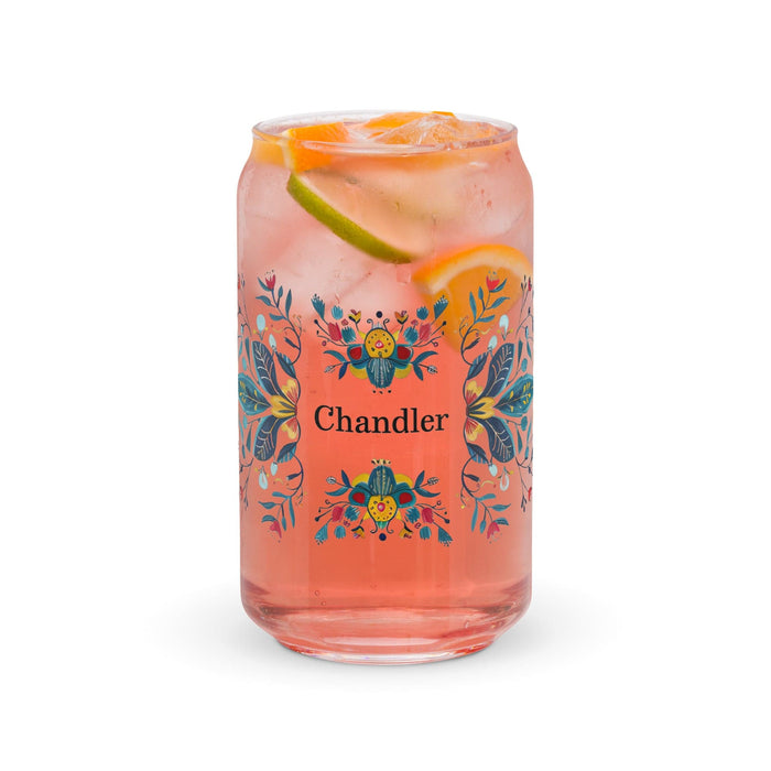 Chandler Exclusive Name Art Piece Can-Shaped Glass Home Office Work Mexican Spanish Pride Gift Cup One-Of-A-Kind Calligraphy Glass | C9 Mexicada