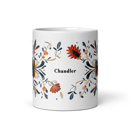 Chandler Exclusive Name Art Piece Home Office Work Coffee Mug Mexican Spanish Pride Gift Cup One-Of-A-Kind Calligraphy White Glossy Mug | C1 Mexicada