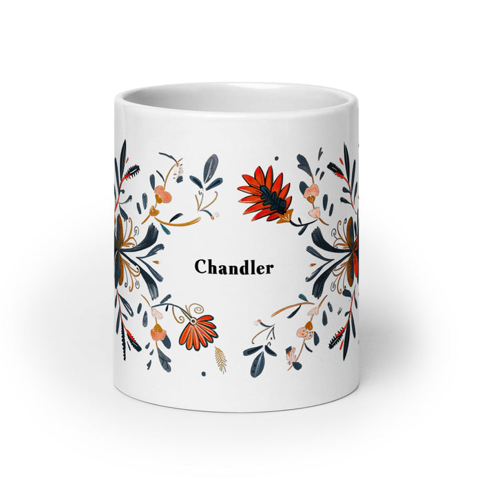 Chandler Exclusive Name Art Piece Home Office Work Coffee Mug Mexican Spanish Pride Gift Cup One-Of-A-Kind Calligraphy White Glossy Mug | C1 Mexicada