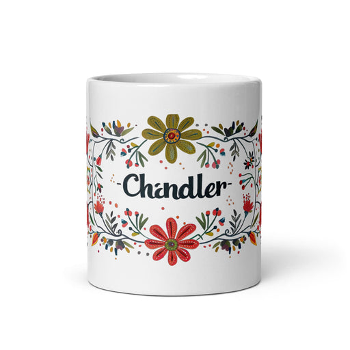 Chandler Exclusive Name Art Piece Home Office Work Coffee Mug Mexican Spanish Pride Gift Cup One-Of-A-Kind Calligraphy White Glossy Mug | C10 Mexicada