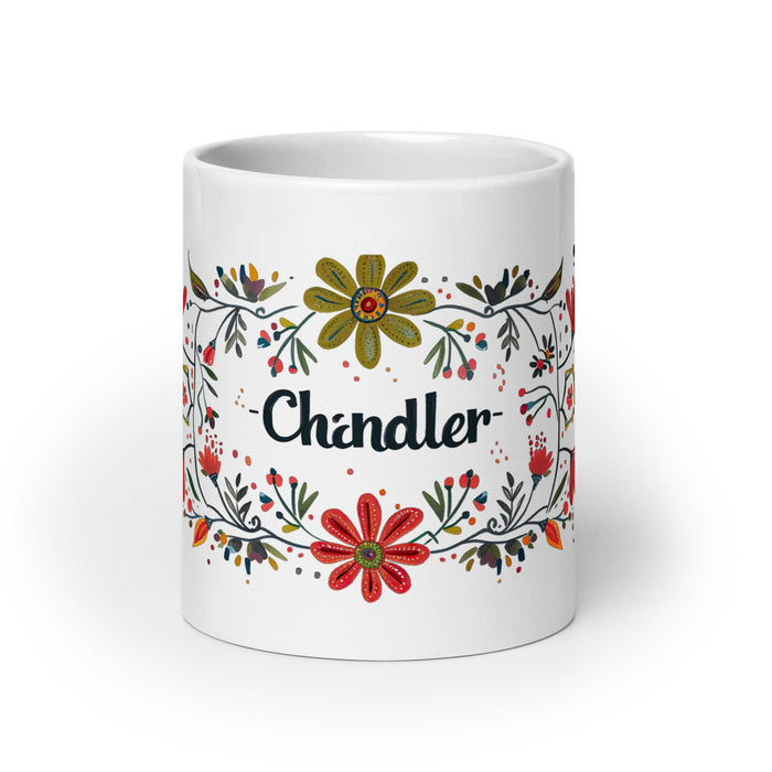 Chandler Exclusive Name Art Piece Home Office Work Coffee Mug Mexican Spanish Pride Gift Cup One-Of-A-Kind Calligraphy White Glossy Mug | C10 Mexicada