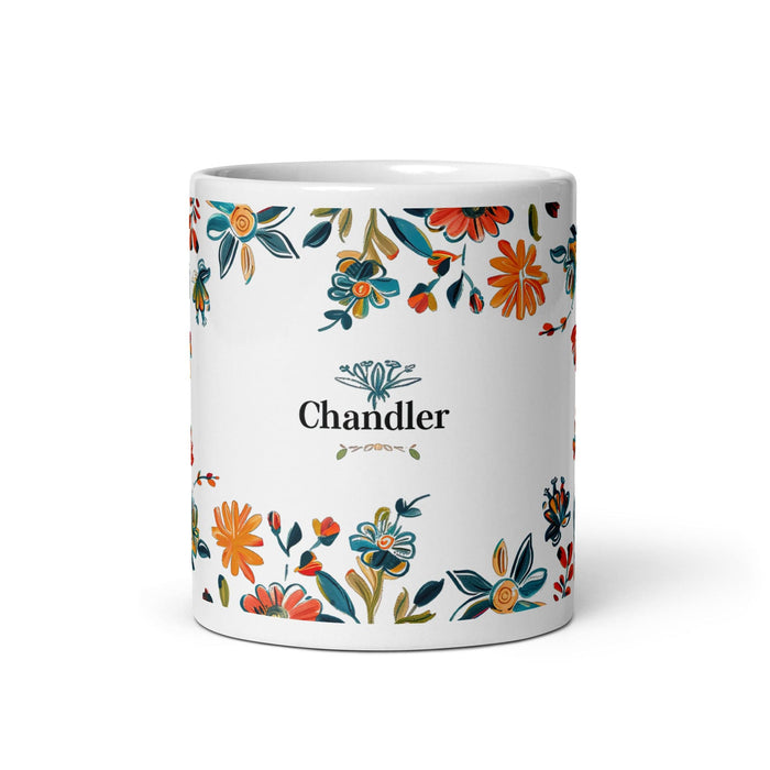 Chandler Exclusive Name Art Piece Home Office Work Coffee Mug Mexican Spanish Pride Gift Cup One-Of-A-Kind Calligraphy White Glossy Mug | C11 Mexicada