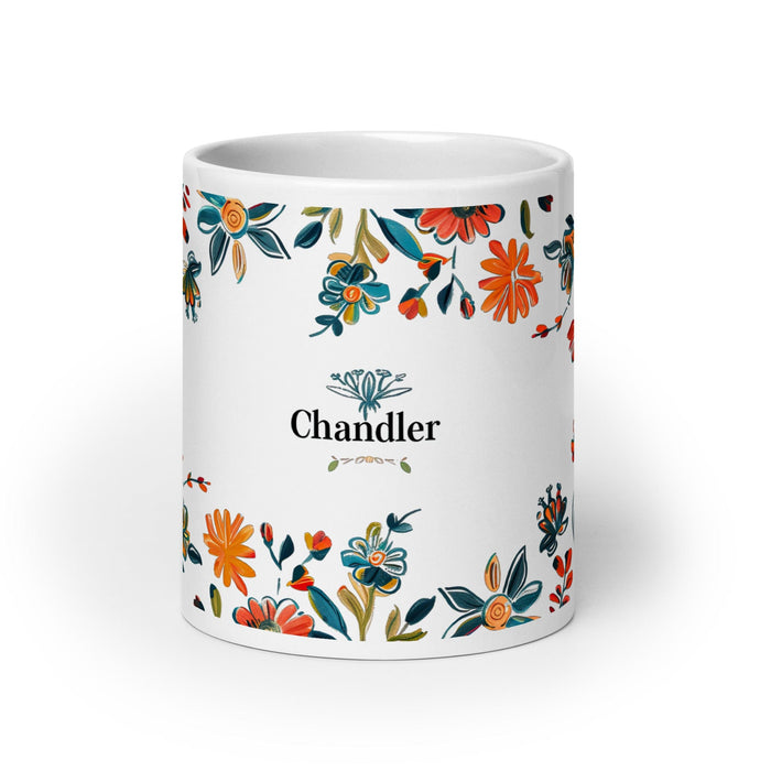 Chandler Exclusive Name Art Piece Home Office Work Coffee Mug Mexican Spanish Pride Gift Cup One-Of-A-Kind Calligraphy White Glossy Mug | C11 Mexicada