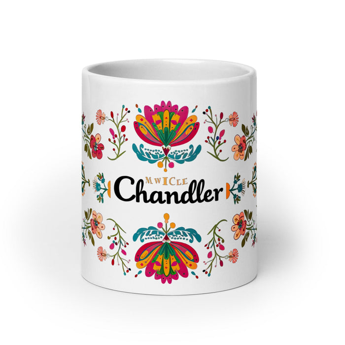 Chandler Exclusive Name Art Piece Home Office Work Coffee Mug Mexican Spanish Pride Gift Cup One-Of-A-Kind Calligraphy White Glossy Mug | C16 Mexicada