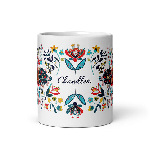 Chandler Exclusive Name Art Piece Home Office Work Coffee Mug Mexican Spanish Pride Gift Cup One-Of-A-Kind Calligraphy White Glossy Mug | C17 Mexicada