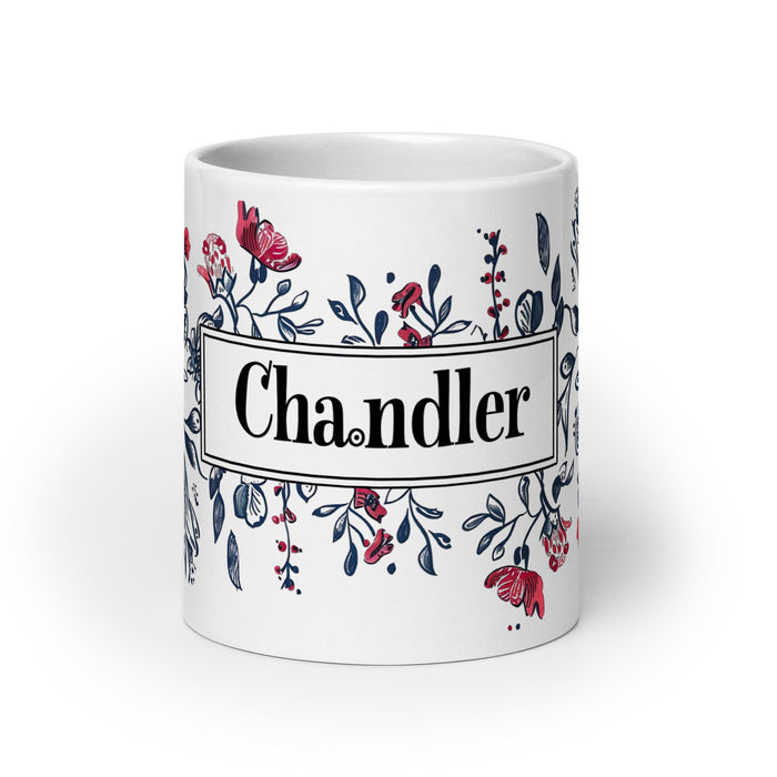 Chandler Exclusive Name Art Piece Home Office Work Coffee Mug Mexican Spanish Pride Gift Cup One-Of-A-Kind Calligraphy White Glossy Mug | C19 Mexicada