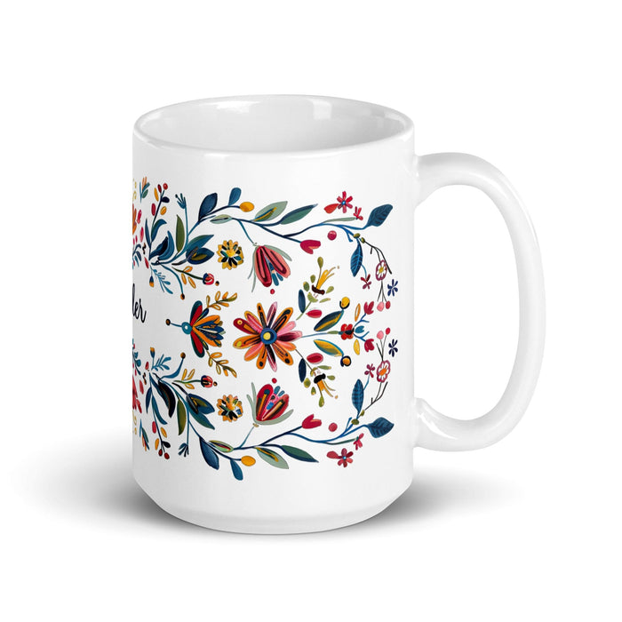 Chandler Exclusive Name Art Piece Home Office Work Coffee Mug Mexican Spanish Pride Gift Cup One-Of-A-Kind Calligraphy White Glossy Mug | C20 Mexicada 15 oz