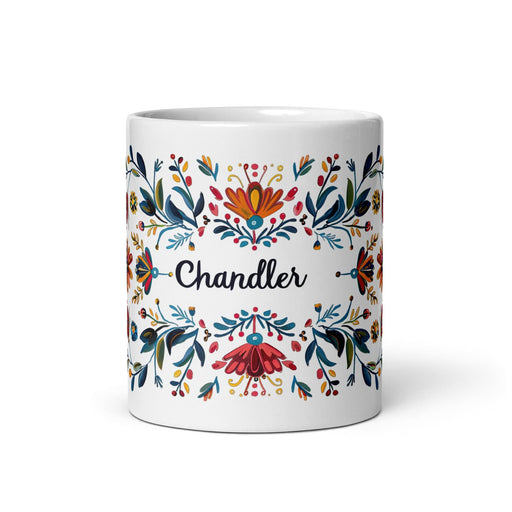 Chandler Exclusive Name Art Piece Home Office Work Coffee Mug Mexican Spanish Pride Gift Cup One-Of-A-Kind Calligraphy White Glossy Mug | C20 Mexicada