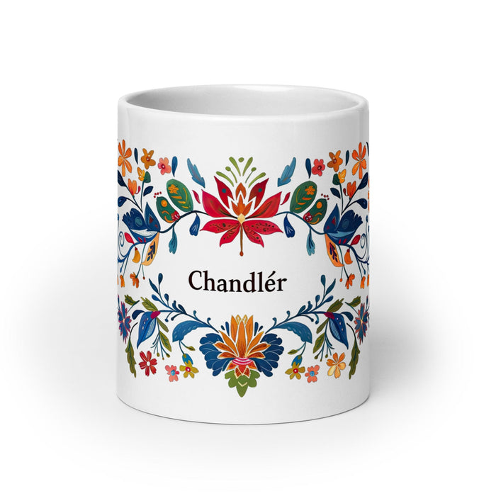 Chandler Exclusive Name Art Piece Home Office Work Coffee Mug Mexican Spanish Pride Gift Cup One-Of-A-Kind Calligraphy White Glossy Mug | C21 Mexicada