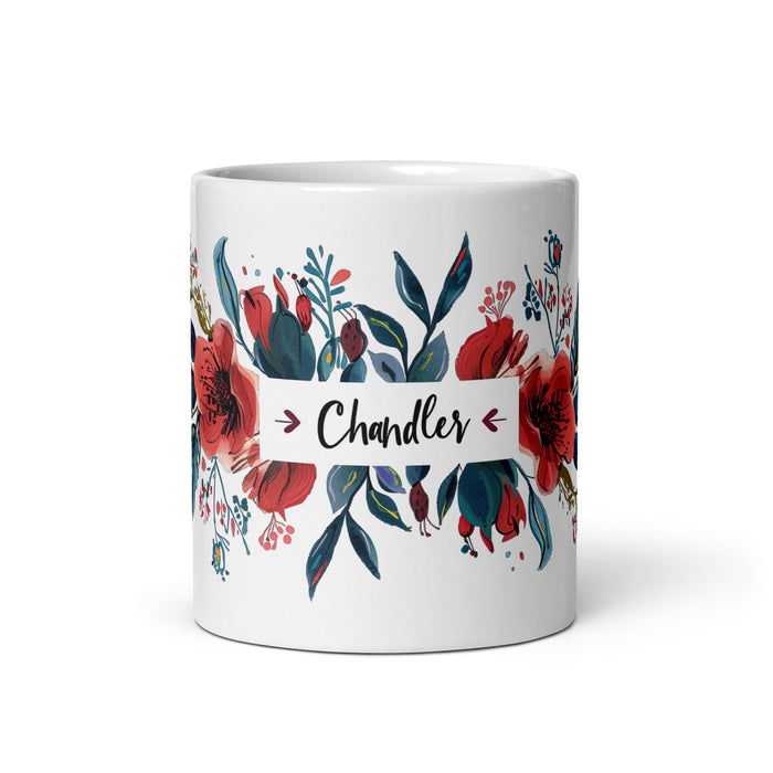 Chandler Exclusive Name Art Piece Home Office Work Coffee Mug Mexican Spanish Pride Gift Cup One-Of-A-Kind Calligraphy White Glossy Mug | C22 Mexicada