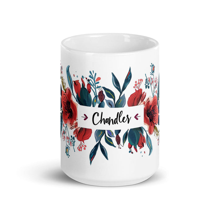 Chandler Exclusive Name Art Piece Home Office Work Coffee Mug Mexican Spanish Pride Gift Cup One-Of-A-Kind Calligraphy White Glossy Mug | C22 Mexicada