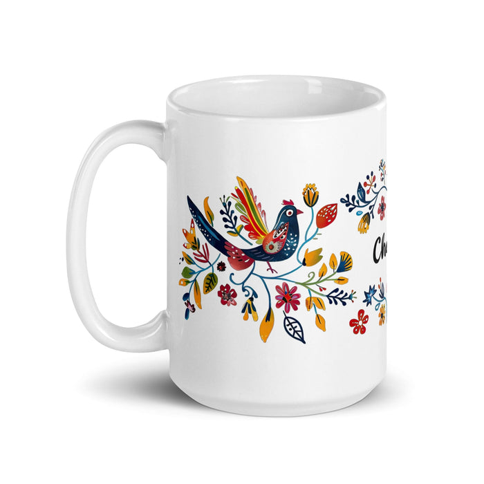 Chandler Exclusive Name Art Piece Home Office Work Coffee Mug Mexican Spanish Pride Gift Cup One-Of-A-Kind Calligraphy White Glossy Mug | C23 Mexicada