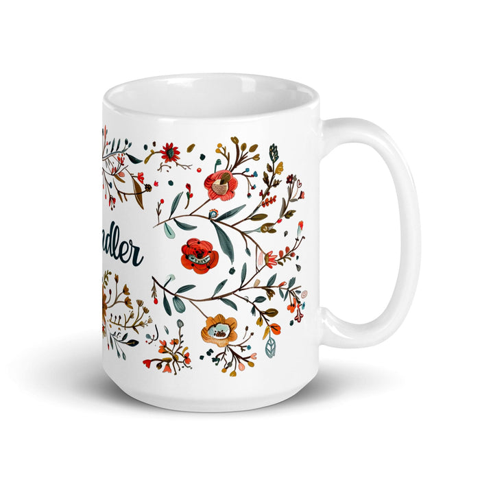 Chandler Exclusive Name Art Piece Home Office Work Coffee Mug Mexican Spanish Pride Gift Cup One-Of-A-Kind Calligraphy White Glossy Mug | C24 Mexicada 15 oz