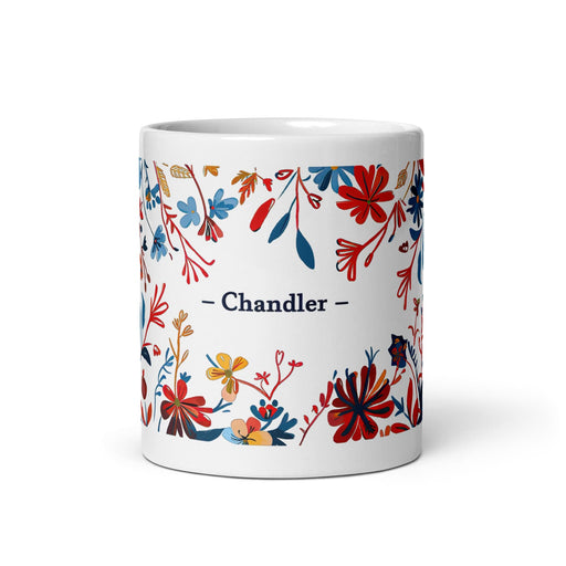 Chandler Exclusive Name Art Piece Home Office Work Coffee Mug Mexican Spanish Pride Gift Cup One-Of-A-Kind Calligraphy White Glossy Mug | C27 Mexicada