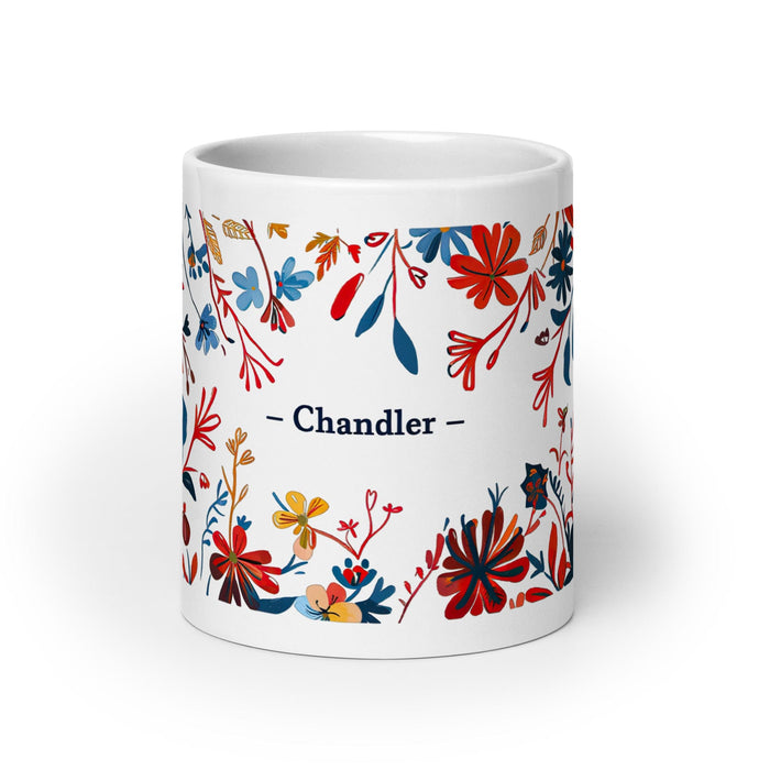 Chandler Exclusive Name Art Piece Home Office Work Coffee Mug Mexican Spanish Pride Gift Cup One-Of-A-Kind Calligraphy White Glossy Mug | C27 Mexicada