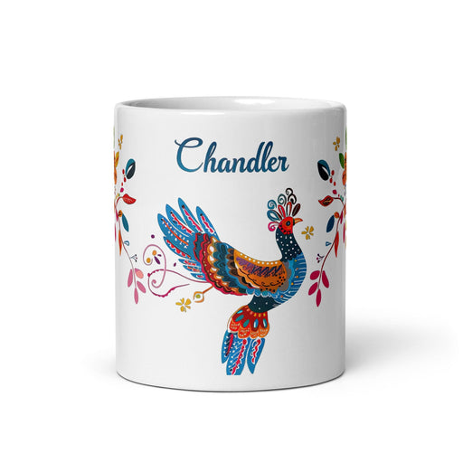 Chandler Exclusive Name Art Piece Home Office Work Coffee Mug Mexican Spanish Pride Gift Cup One-Of-A-Kind Calligraphy White Glossy Mug | C28 Mexicada