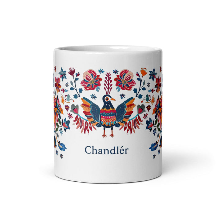 Chandler Exclusive Name Art Piece Home Office Work Coffee Mug Mexican Spanish Pride Gift Cup One-Of-A-Kind Calligraphy White Glossy Mug | C29 Mexicada