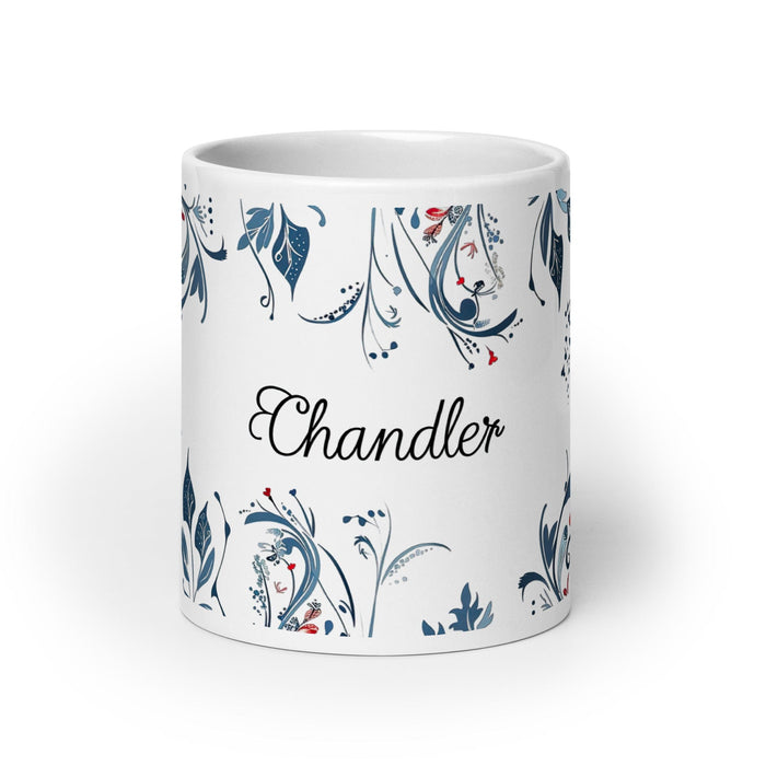 Chandler Exclusive Name Art Piece Home Office Work Coffee Mug Mexican Spanish Pride Gift Cup One-Of-A-Kind Calligraphy White Glossy Mug | C3 Mexicada