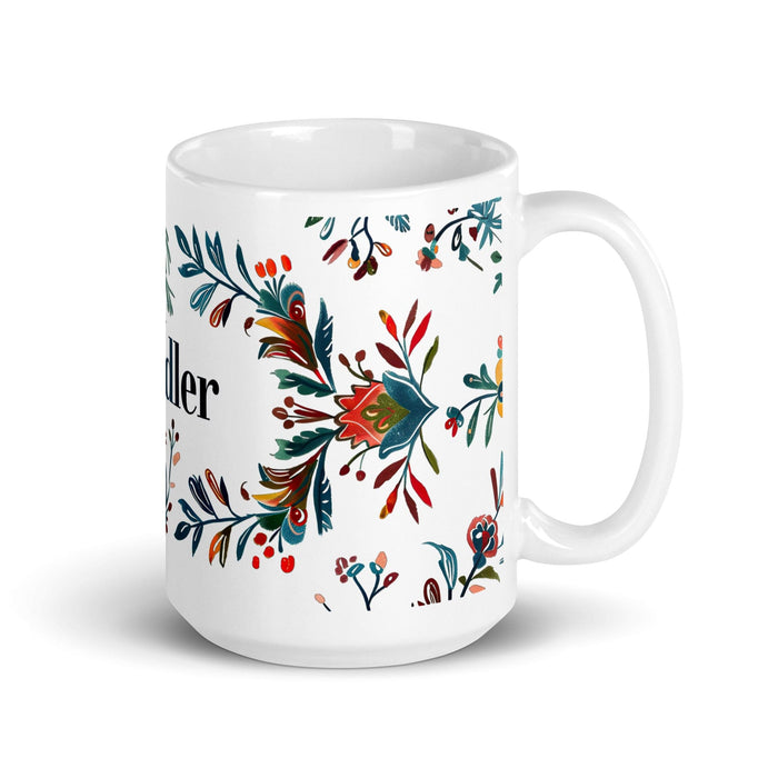 Chandler Exclusive Name Art Piece Home Office Work Coffee Mug Mexican Spanish Pride Gift Cup One-Of-A-Kind Calligraphy White Glossy Mug | C5 Mexicada 15 oz