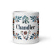 Chandler Exclusive Name Art Piece Home Office Work Coffee Mug Mexican Spanish Pride Gift Cup One-Of-A-Kind Calligraphy White Glossy Mug | C5 Mexicada