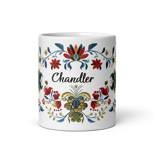 Chandler Exclusive Name Art Piece Home Office Work Coffee Mug Mexican Spanish Pride Gift Cup One-Of-A-Kind Calligraphy White Glossy Mug | C7 Mexicada