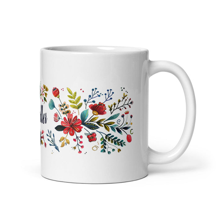 Chandler Exclusive Name Art Piece Home Office Work Coffee Mug Mexican Spanish Pride Gift Cup One-Of-A-Kind Calligraphy White Glossy Mug | C8 Mexicada 11 oz