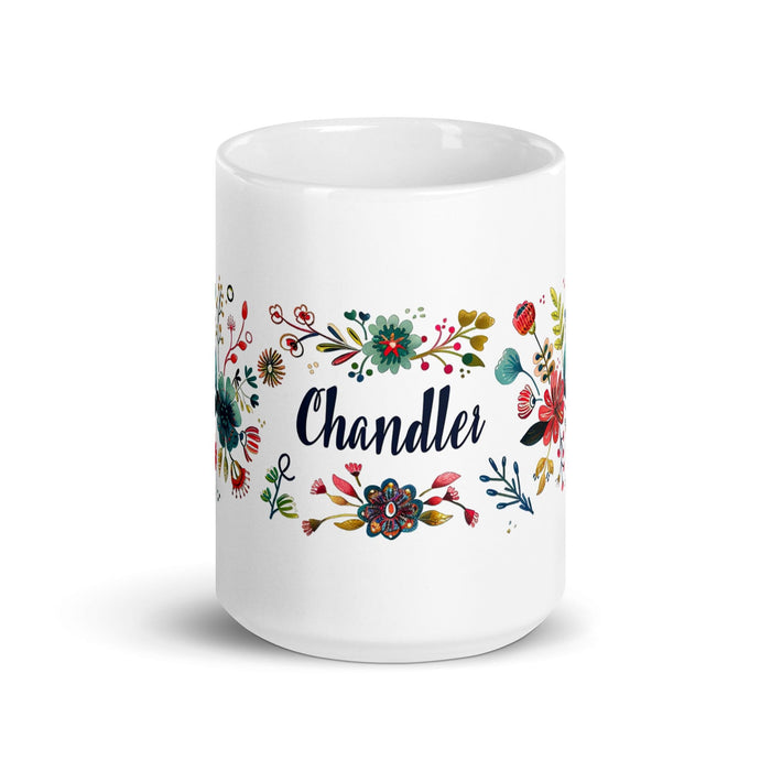 Chandler Exclusive Name Art Piece Home Office Work Coffee Mug Mexican Spanish Pride Gift Cup One-Of-A-Kind Calligraphy White Glossy Mug | C8 Mexicada