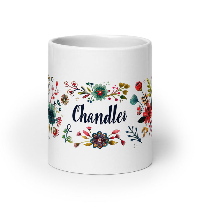 Chandler Exclusive Name Art Piece Home Office Work Coffee Mug Mexican Spanish Pride Gift Cup One-Of-A-Kind Calligraphy White Glossy Mug | C8 Mexicada