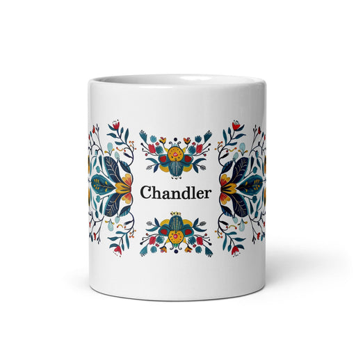 Chandler Exclusive Name Art Piece Home Office Work Coffee Mug Mexican Spanish Pride Gift Cup One-Of-A-Kind Calligraphy White Glossy Mug | C9 Mexicada