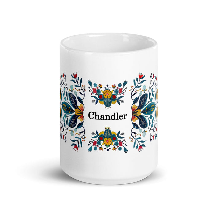 Chandler Exclusive Name Art Piece Home Office Work Coffee Mug Mexican Spanish Pride Gift Cup One-Of-A-Kind Calligraphy White Glossy Mug | C9 Mexicada