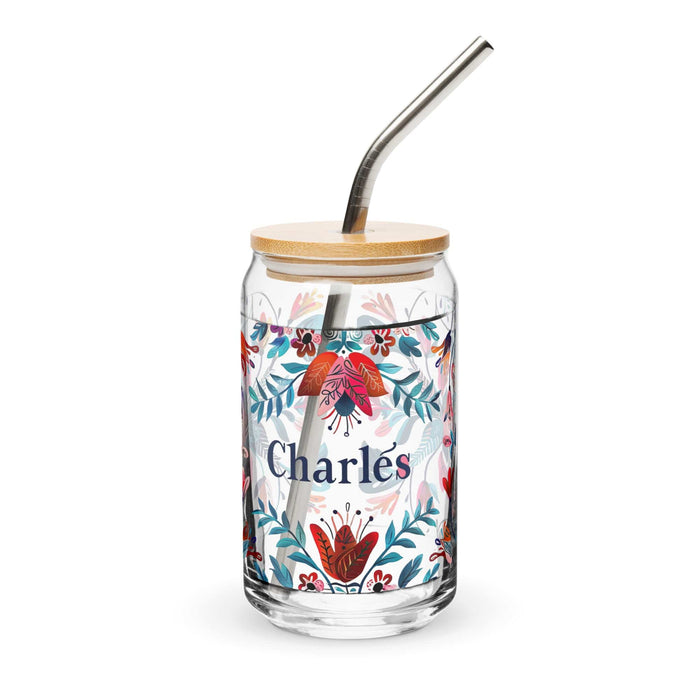 Charles Exclusive Name Art Piece Can-Shaped Glass Home Office Work Mexican Spanish Pride Gift Cup One-Of-A-Kind Calligraphy Glass | C11 Mexicada 16 oz With Lid & Straw