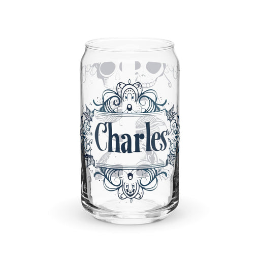 Charles Exclusive Name Art Piece Can-Shaped Glass Home Office Work Mexican Spanish Pride Gift Cup One-Of-A-Kind Calligraphy Glass | C14 Mexicada 16 oz (No Lid No Straw)