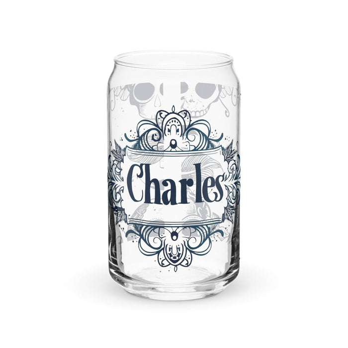 Charles Exclusive Name Art Piece Can-Shaped Glass Home Office Work Mexican Spanish Pride Gift Cup One-Of-A-Kind Calligraphy Glass | C15 Mexicada 16 oz