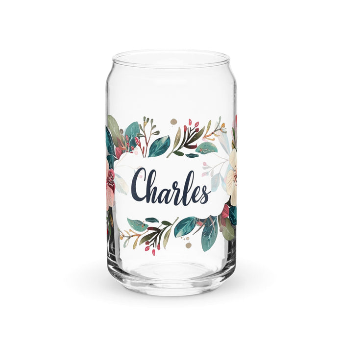 Charles Exclusive Name Art Piece Can-Shaped Glass Home Office Work Mexican Spanish Pride Gift Cup One-Of-A-Kind Calligraphy Glass | C2 Mexicada 16 oz