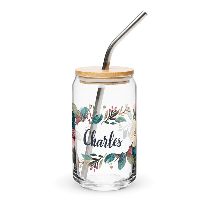 Charles Exclusive Name Art Piece Can-Shaped Glass Home Office Work Mexican Spanish Pride Gift Cup One-Of-A-Kind Calligraphy Glass | C2 Mexicada 16 oz With Lid & Straw