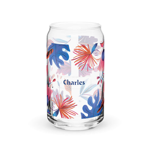 Charles Exclusive Name Art Piece Can-Shaped Glass Home Office Work Mexican Spanish Pride Gift Cup One-Of-A-Kind Calligraphy Glass | C5 Mexicada 16 oz