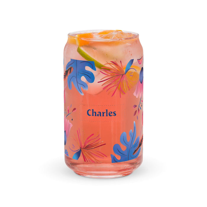 Charles Exclusive Name Art Piece Can-Shaped Glass Home Office Work Mexican Spanish Pride Gift Cup One-Of-A-Kind Calligraphy Glass | C5 Mexicada