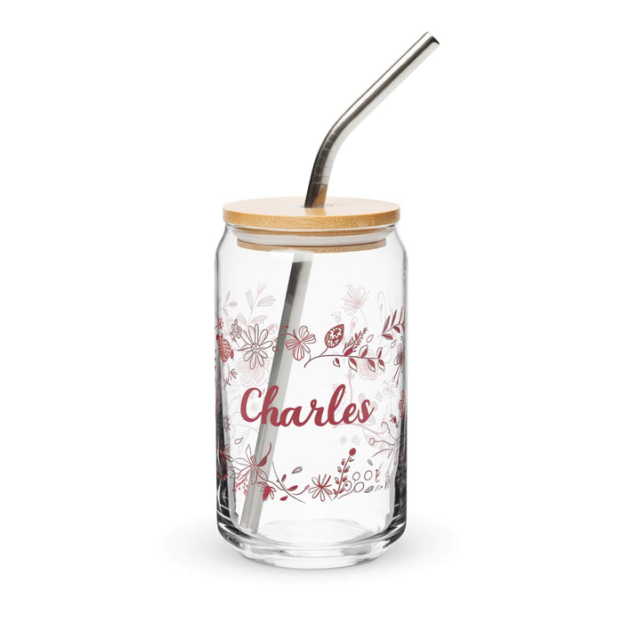 Charles Exclusive Name Art Piece Can-Shaped Glass Home Office Work Mexican Spanish Pride Gift Cup One-Of-A-Kind Calligraphy Glass | C6 Mexicada 16 oz With Lid & Straw