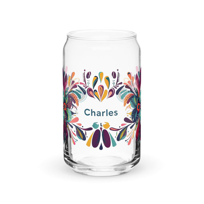 Charles Exclusive Name Art Piece Can-Shaped Glass Home Office Work Mexican Spanish Pride Gift Cup One-Of-A-Kind Calligraphy Glass | C8 Mexicada 16 oz