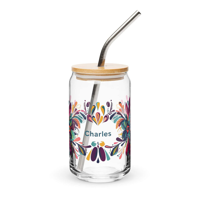 Charles Exclusive Name Art Piece Can-Shaped Glass Home Office Work Mexican Spanish Pride Gift Cup One-Of-A-Kind Calligraphy Glass | C8 Mexicada 16 oz With Lid & Straw