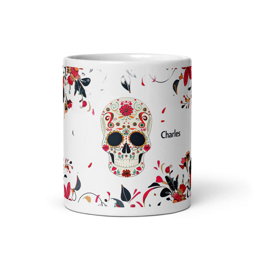 Charles Exclusive Name Art Piece Home Office Work Coffee Mug Mexican Spanish Pride Gift Cup One-Of-A-Kind Calligraphy White Glossy Mug | C1 Mexicada