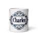 Charles Exclusive Name Art Piece Home Office Work Coffee Mug Mexican Spanish Pride Gift Cup One-Of-A-Kind Calligraphy White Glossy Mug | C15 Mexicada